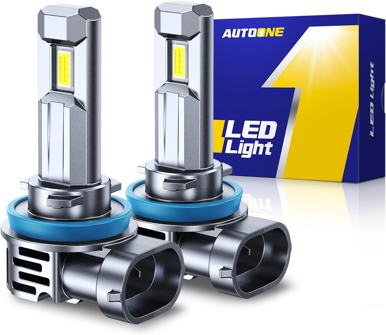 AUTOONE H11 LED bulb front view showing compact one to one mini size casing