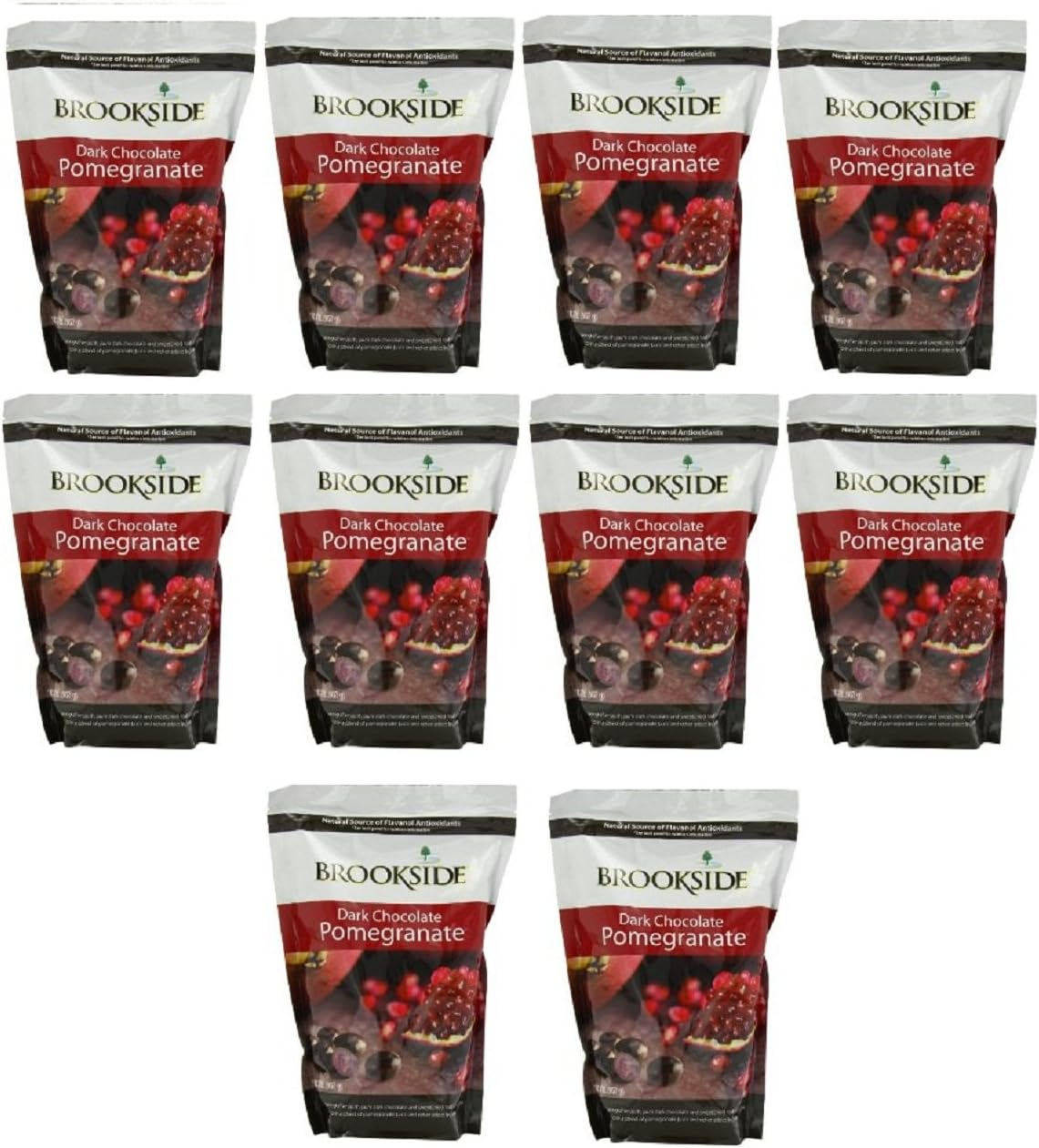 Back of packaging showing ingredients for Brookside chocolate