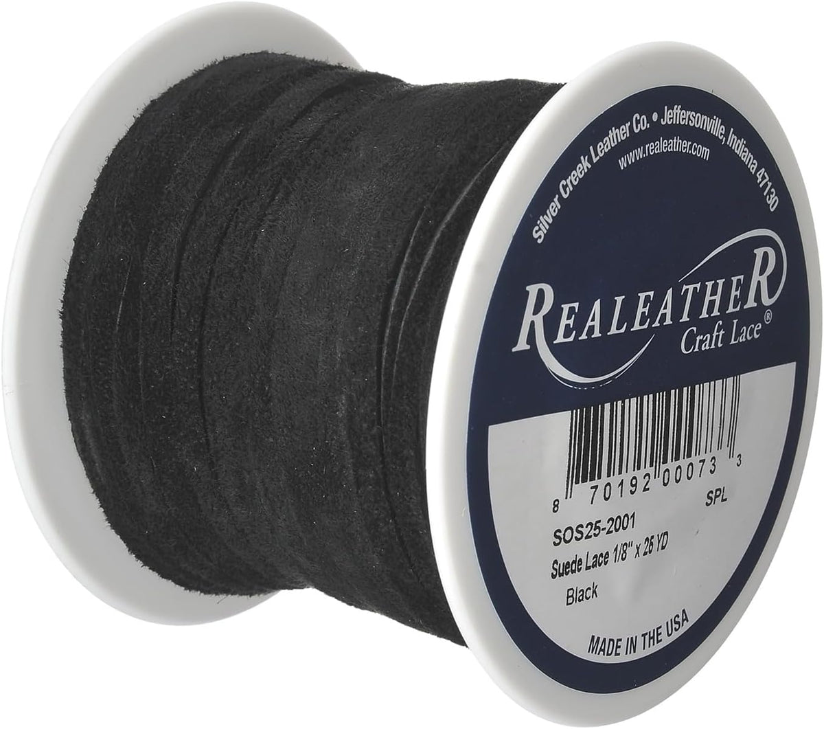Realeather black suede lace 0.125 inch texture closeup