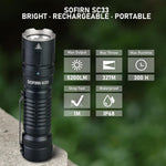CSTEBOKE Sofirn SC33 EDC flashlight tail cap and electronic switch detail.