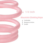 Heavy duty metal swivel clip hook on the pink Mile High Life mountain climbing leash.