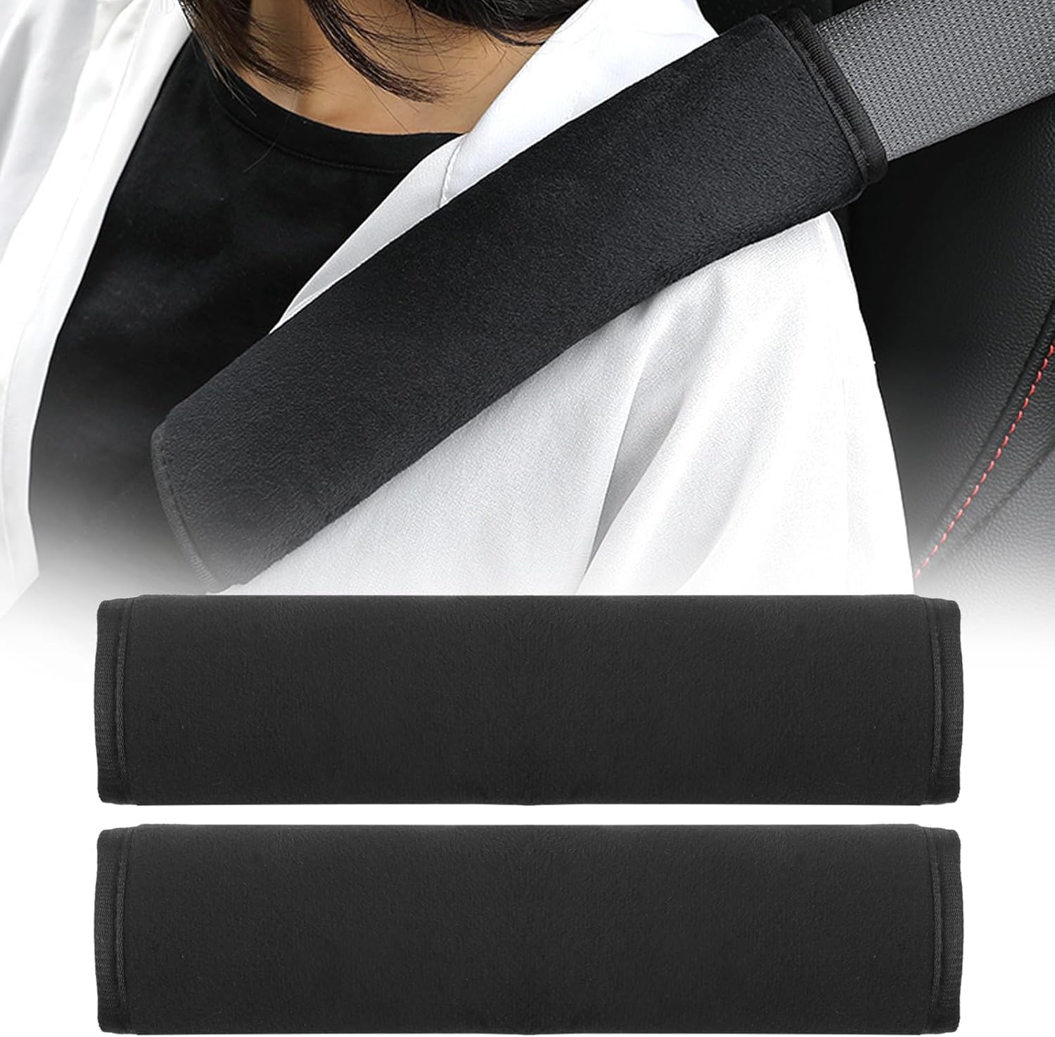 Guirnd 2 Pack Car Seat Strap Pads black front view