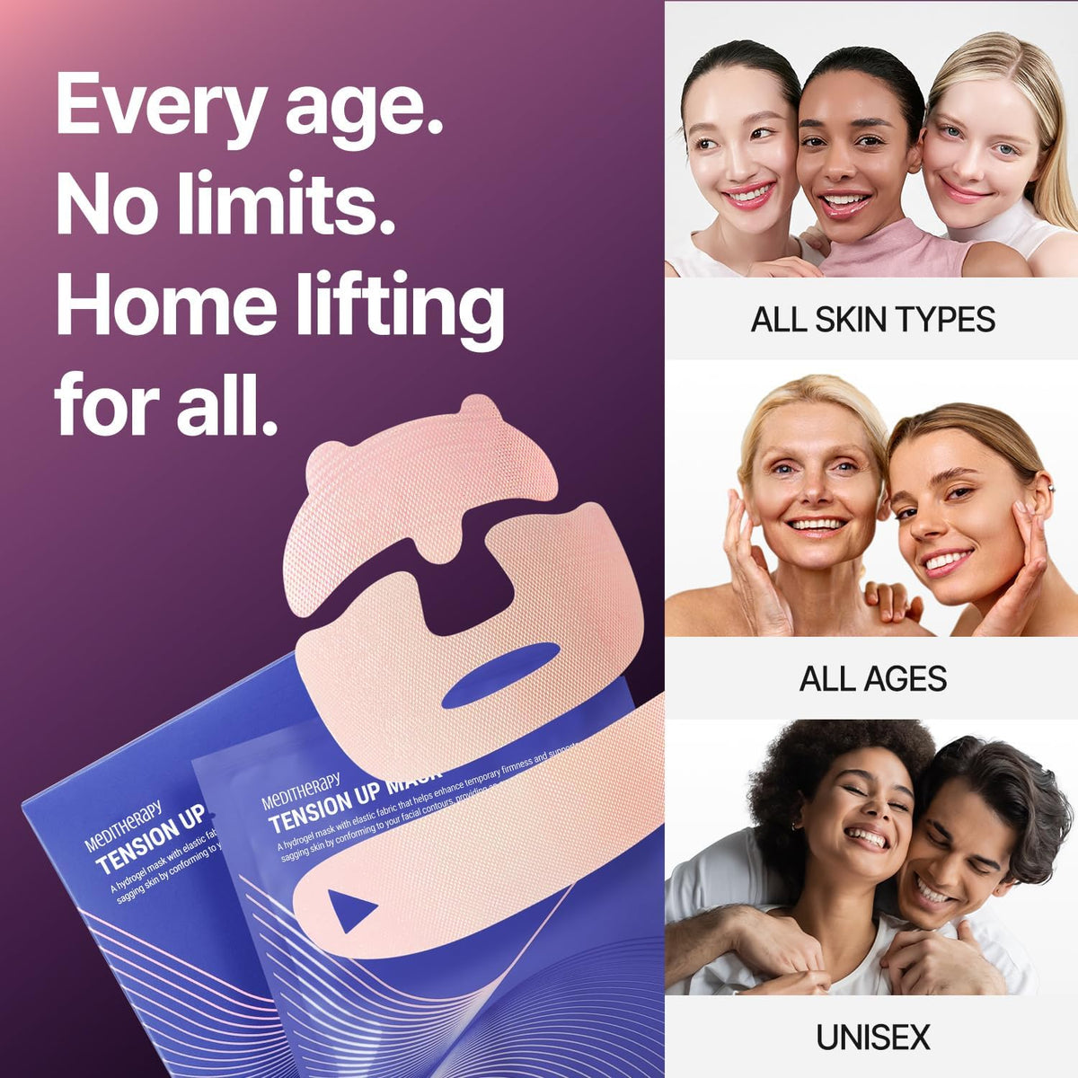 MEDITHERAPY Tension Up Mask 5EA - Korean Collagen Face V Line Lifting Mask - Hydrating Firming & Skin Tightening for Sharp & Sculpted Contour Double Chin Reducer - Matrixyl & Peptide Gel Facial Mask - Image 9