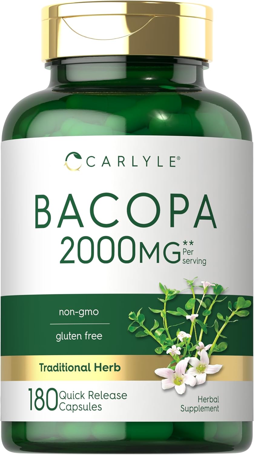 Carlyle Bacopa Monnieri 1000 Milligrams 180 Capsules front view bottle for authentic cognitive support buy online India