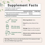 Micro Ingredients organic guarana powder packaging and size details