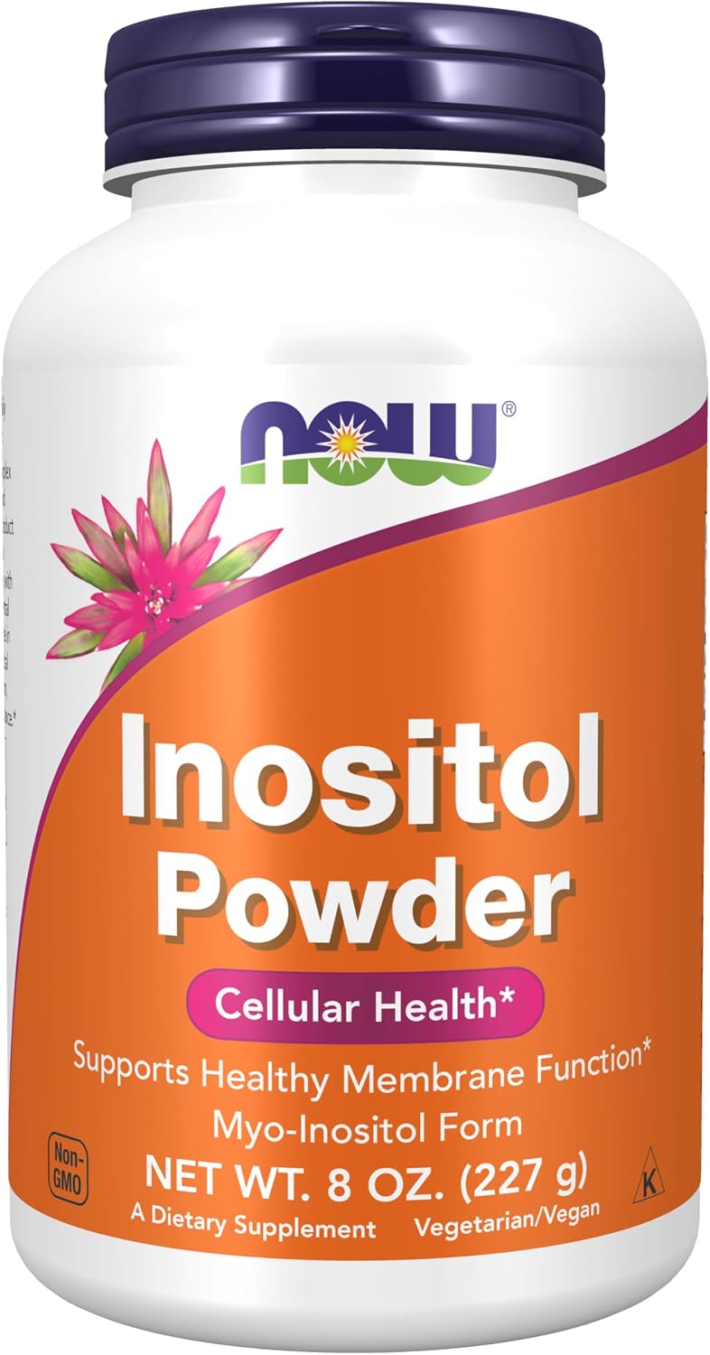 Now Foods Inositol Powder 8 Ounces front view pure myo-inositol supplement bottle