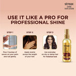Hair styling results using Streax walnut oil serum