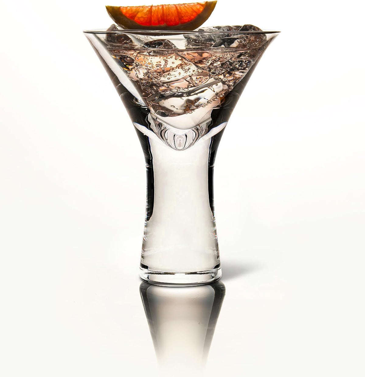 Abbott Collection clear martini glass showing thick weighted base