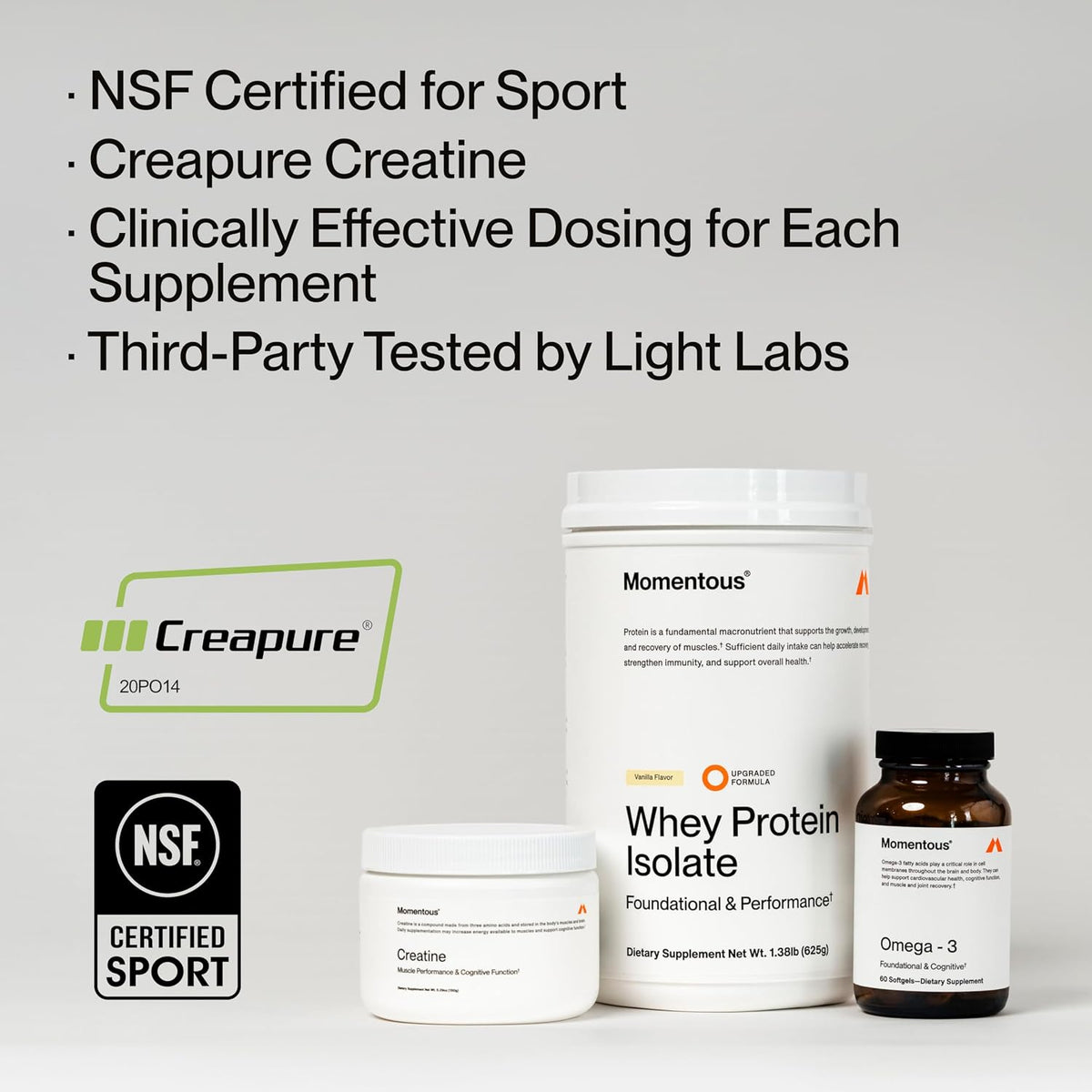 Momentous performance stack ingredients and supplement facts