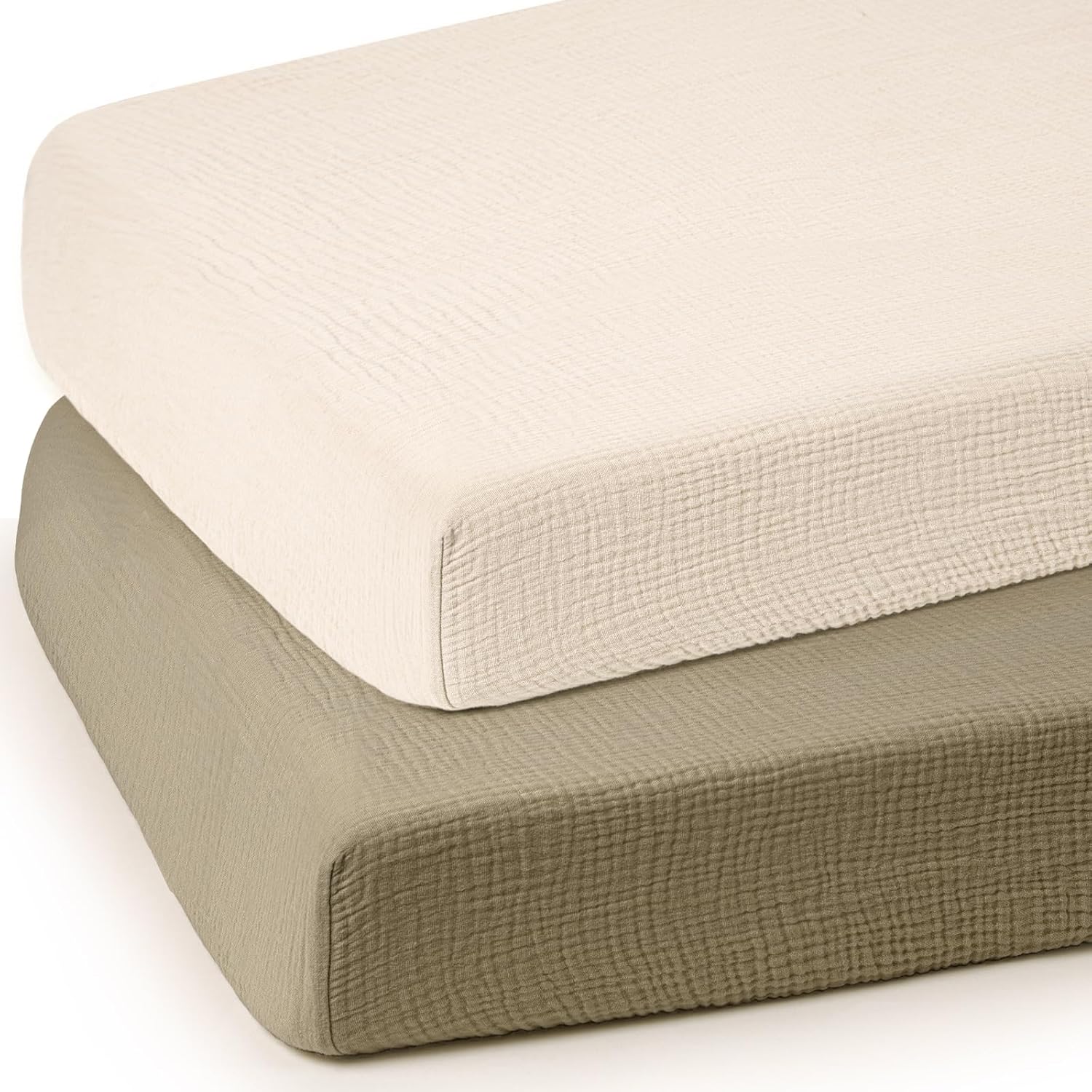 Lulumoon muslin fitted crib sheets neutral color set