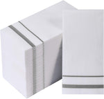Focusline linen feel disposable napkins front view for luxury guest bathrooms.