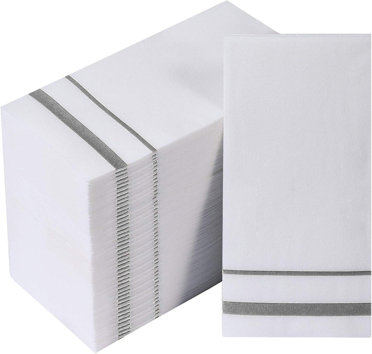 Focusline linen feel disposable napkins front view for luxury guest bathrooms.