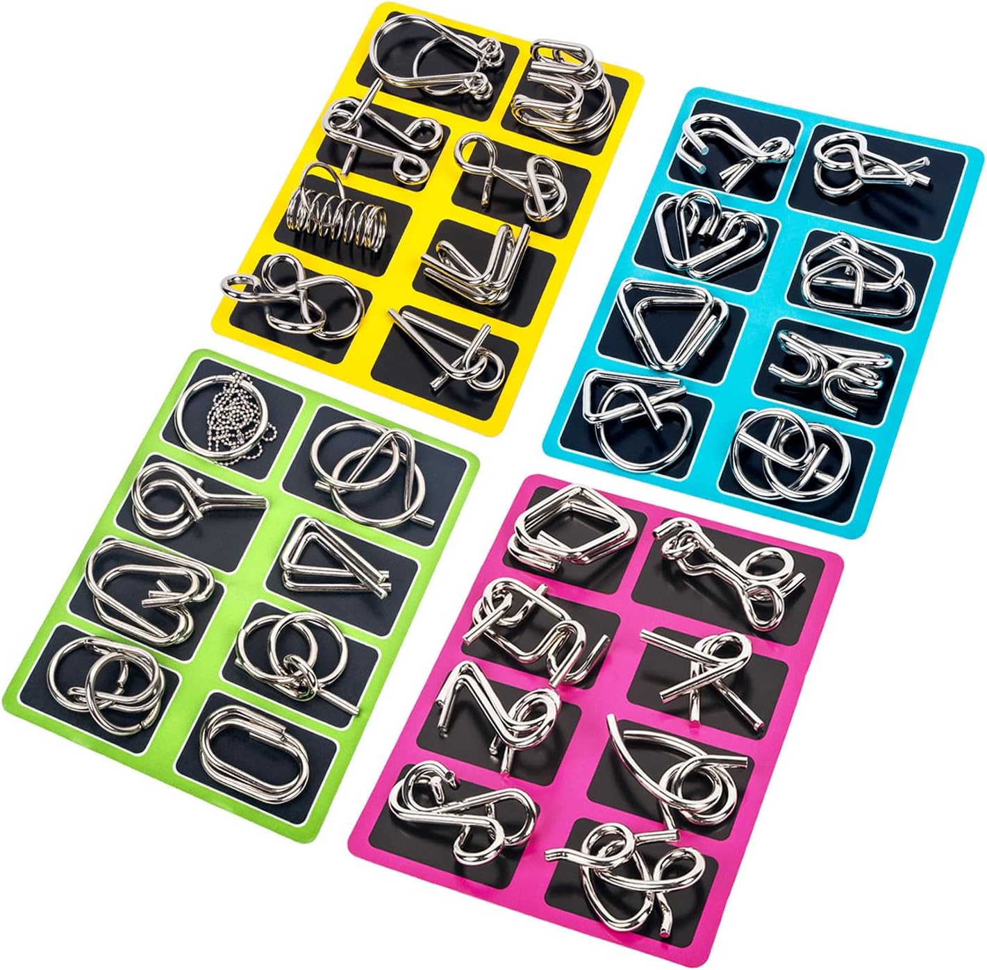 Ahyuan metal wire puzzle set of 32 pieces front view brain teaser toys