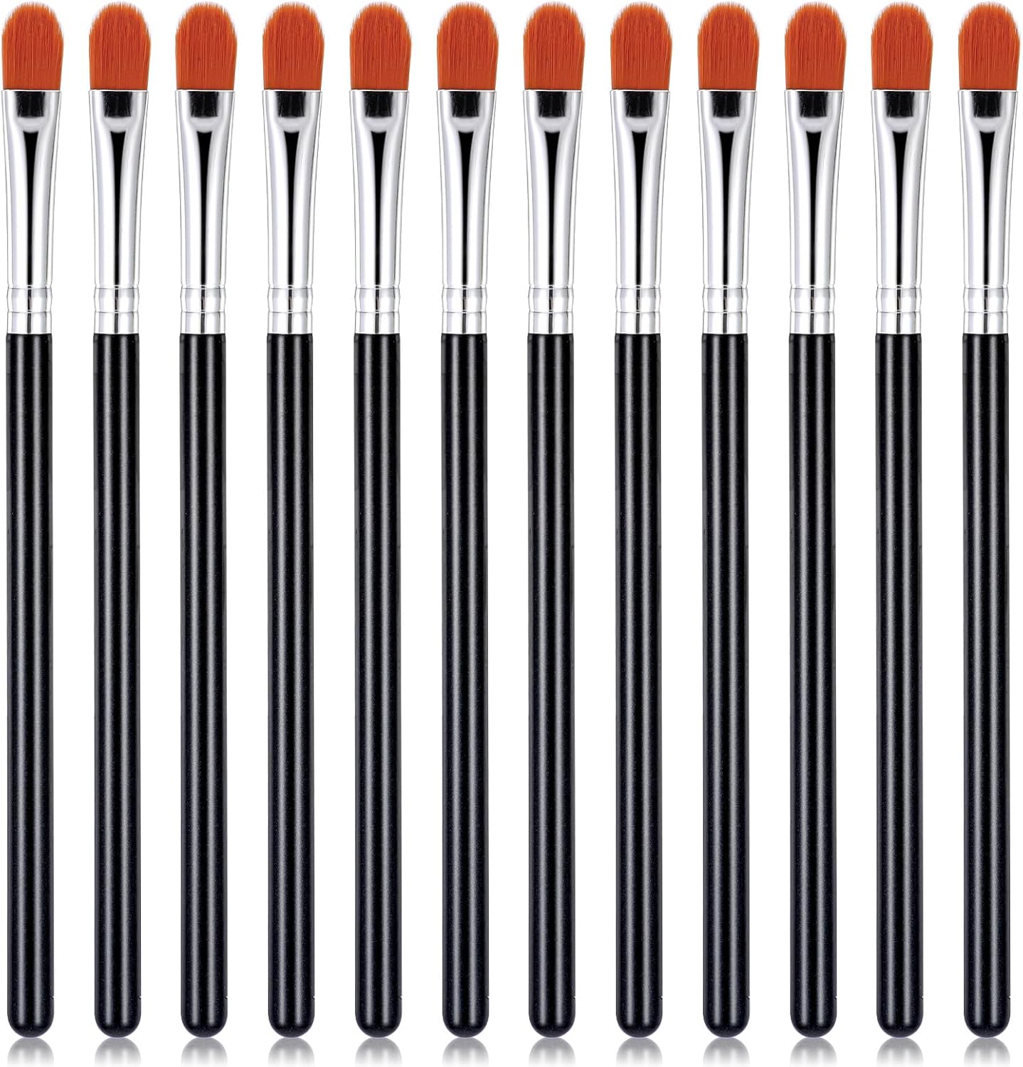 Generic 6 piece eyeshadow primer applicator brush set front view showing synthetic bristles and black wooden handles.