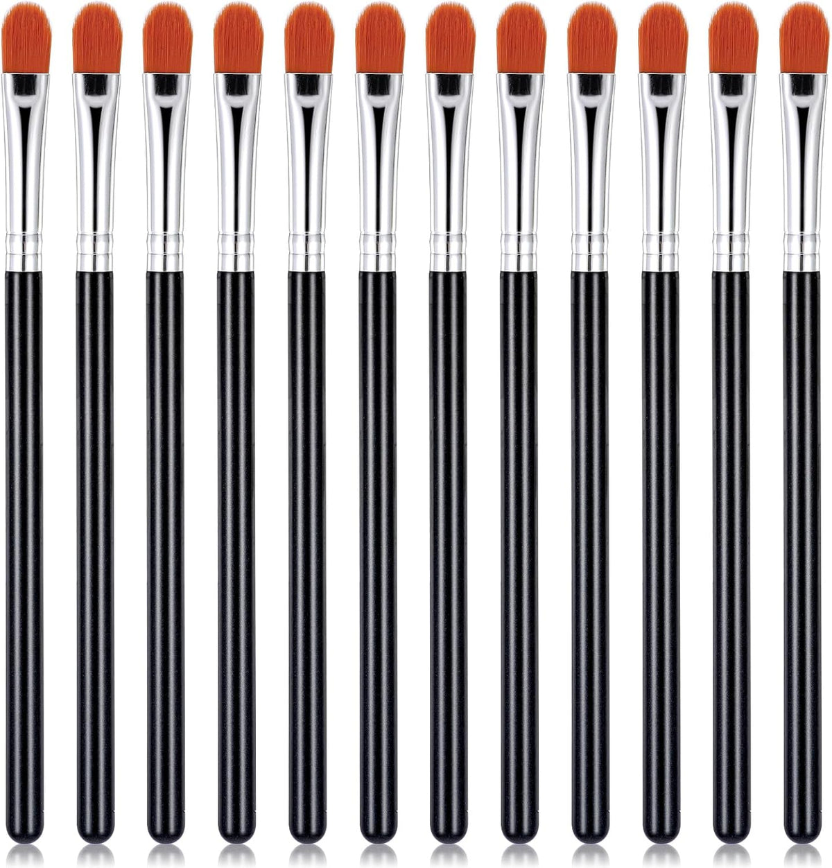 Generic 6 piece eyeshadow primer applicator brush set front view showing synthetic bristles and black wooden handles.