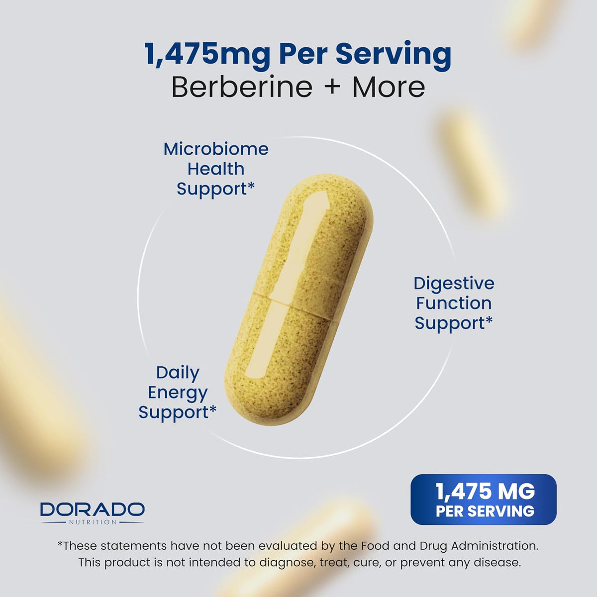 Dorado Nutrition supplement bottle showing ingredients list