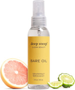 Deep Steep organic body oil packaging and size reference