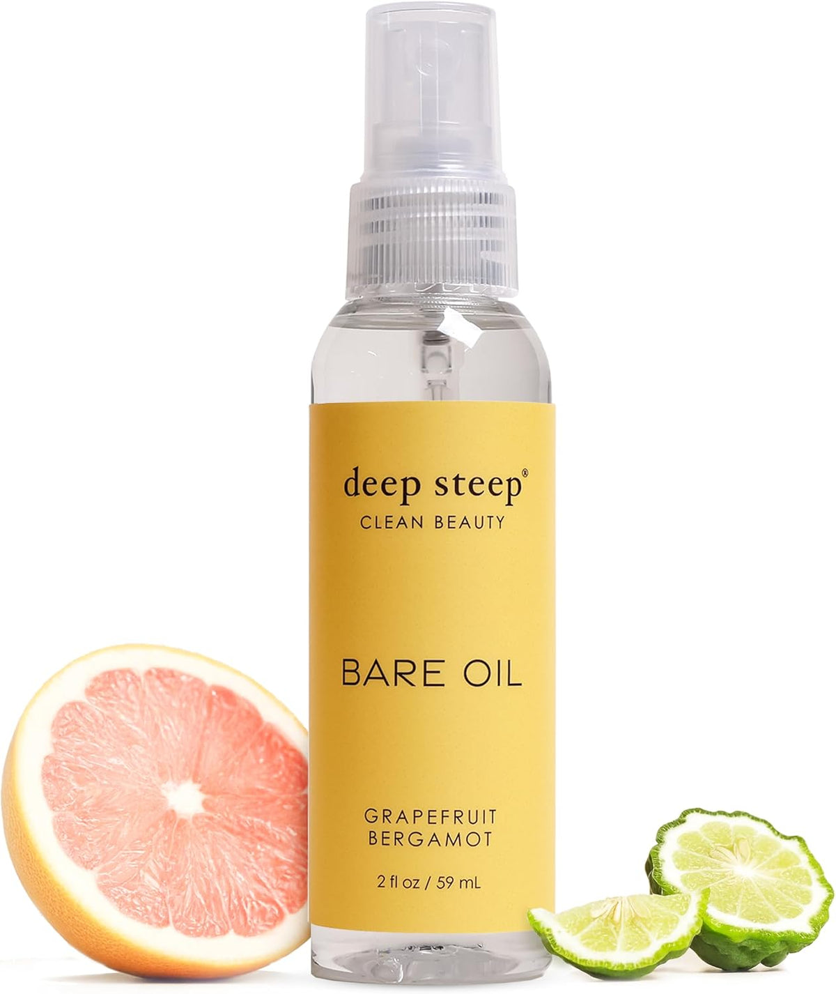 Deep Steep organic body oil packaging and size reference
