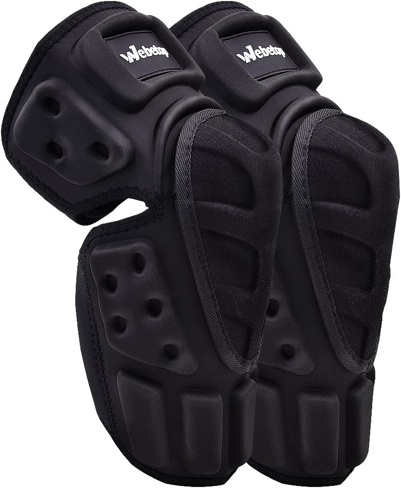 Webetop Motorcycle Knee Pads front view showing black aramid fiber armor