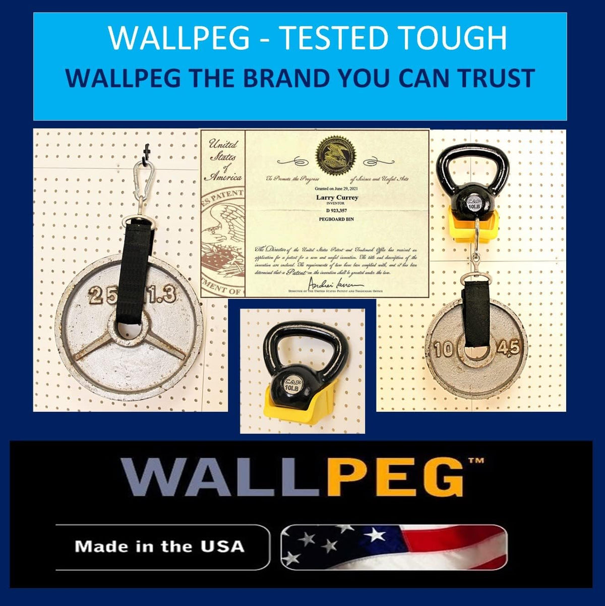 WallPeg kit PB16 components arranged for workshop