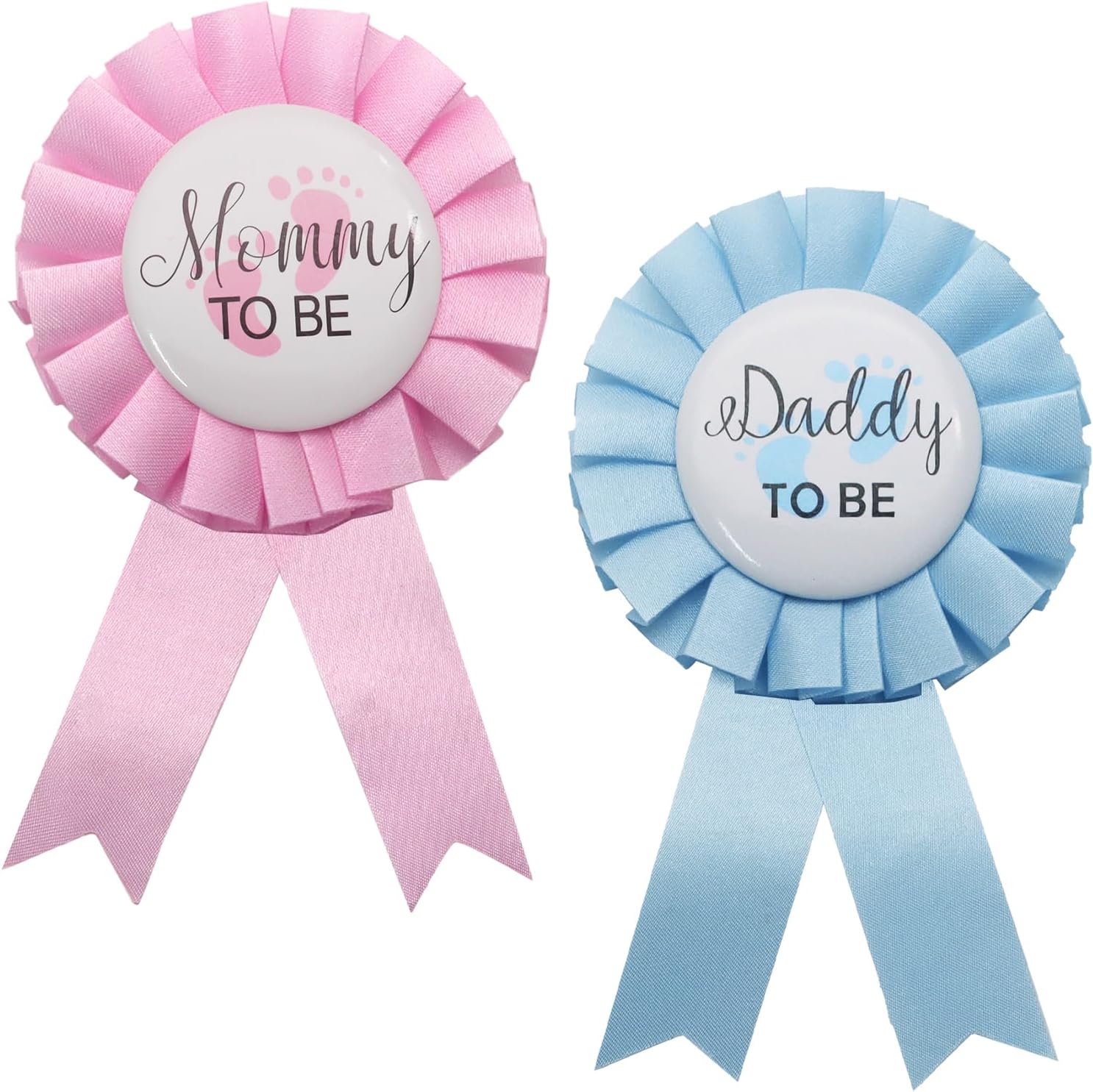 Qjaiune daddy and mommy to be pin set front view for gender reveal party decoration.