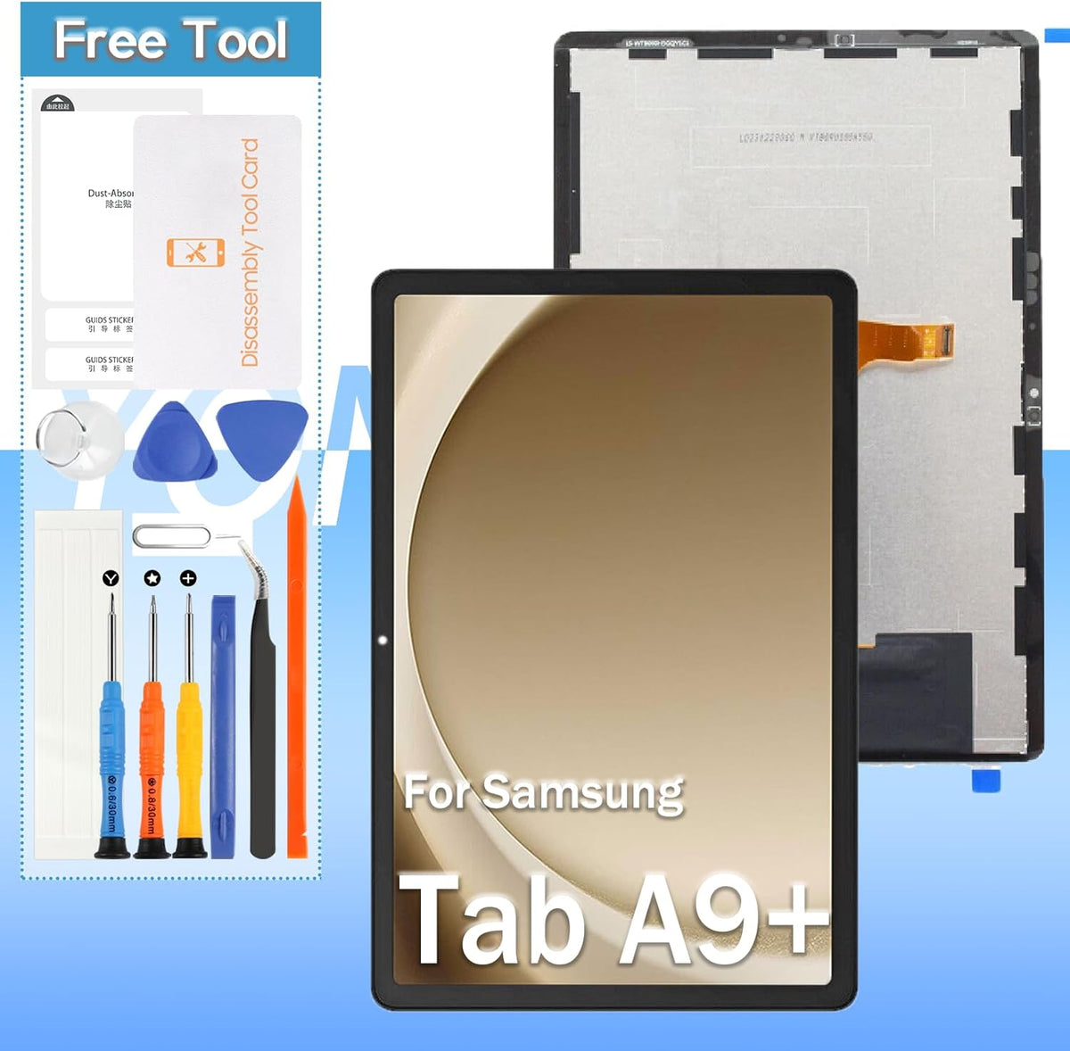 Yondista screen replacement for Samsung Galaxy Tab A9 Plus front view display