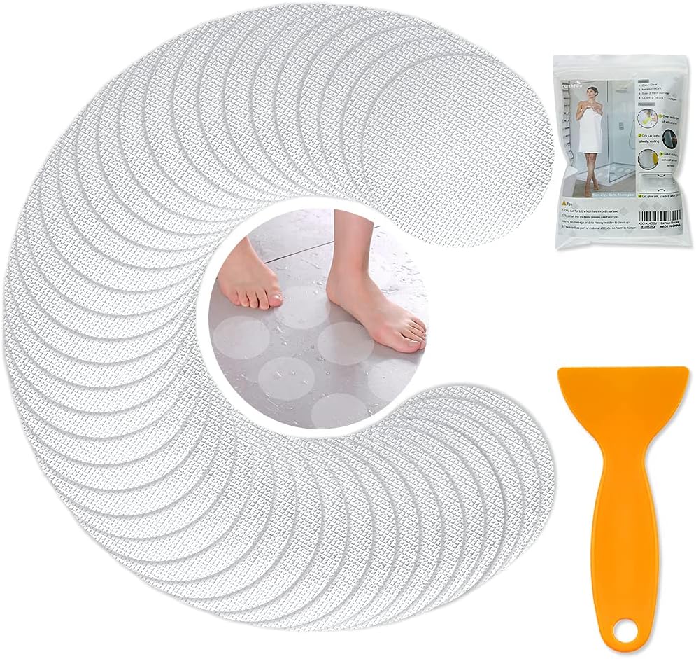 Bath Tub Stickers, Non Slip Bathtub Treads, Antislip Shower Sticker, Safety Discs Decals Tape for Slippery Tubs Showeroom Floor Stairs(Slip Resistant Decals, Clear, 3.2" x 24 Pack) - Image 1