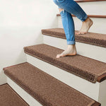 Brakki non slip stair mats installed on wooden steps