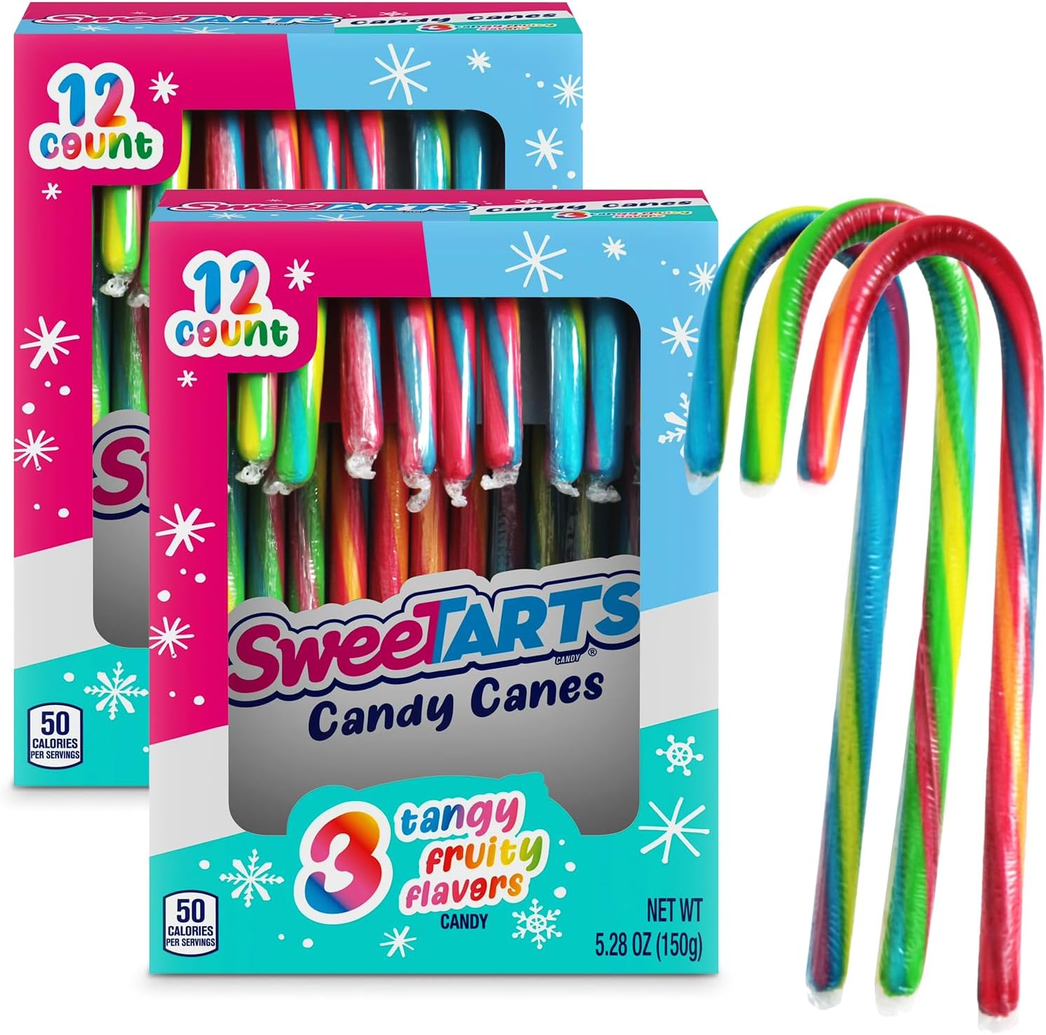 SweeTARTS Christmas Candy Canes front view of holiday bulk pack packaging