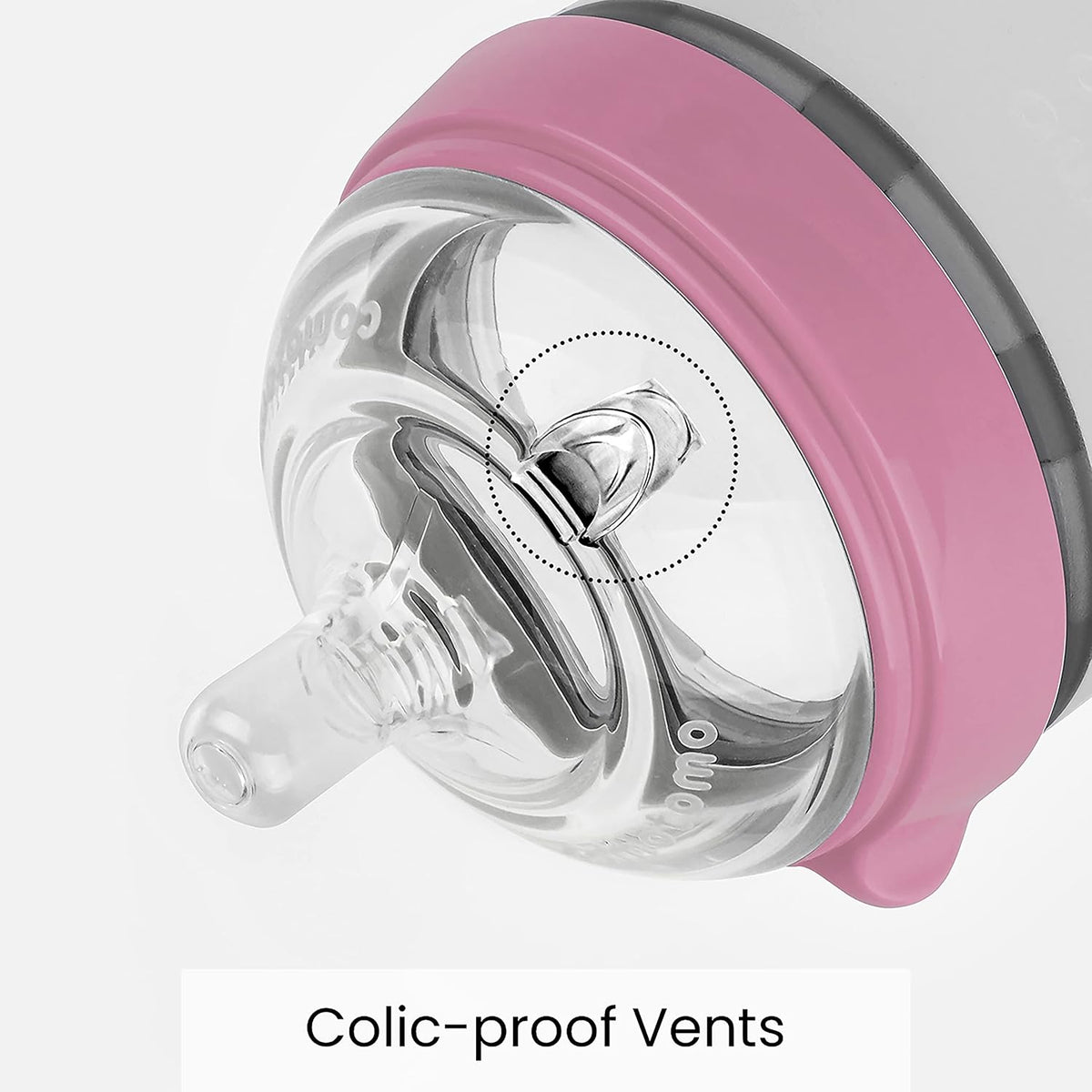 Comotomo 5 ounce pink baby bottle anti colic vent feature