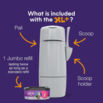 Demonstration of the sliding handle on the Litter Genie XL Plus Pail showing how it seals away odor-causing bacteria.