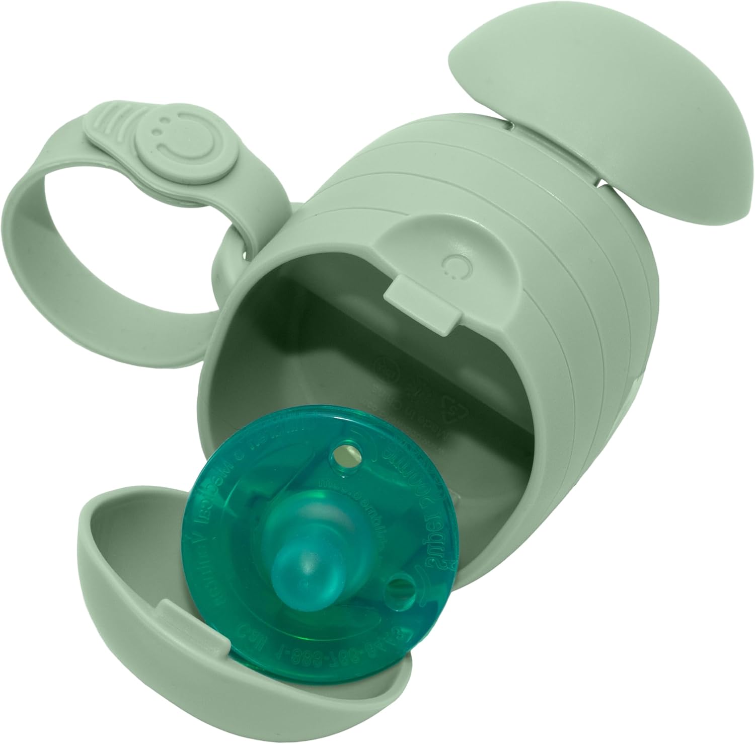 Ubbi On-The-Go Dual Pacifier Holder front view in sage green color