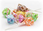Back view of Donty-Tonty Dum Dums packaging with allergen safety information