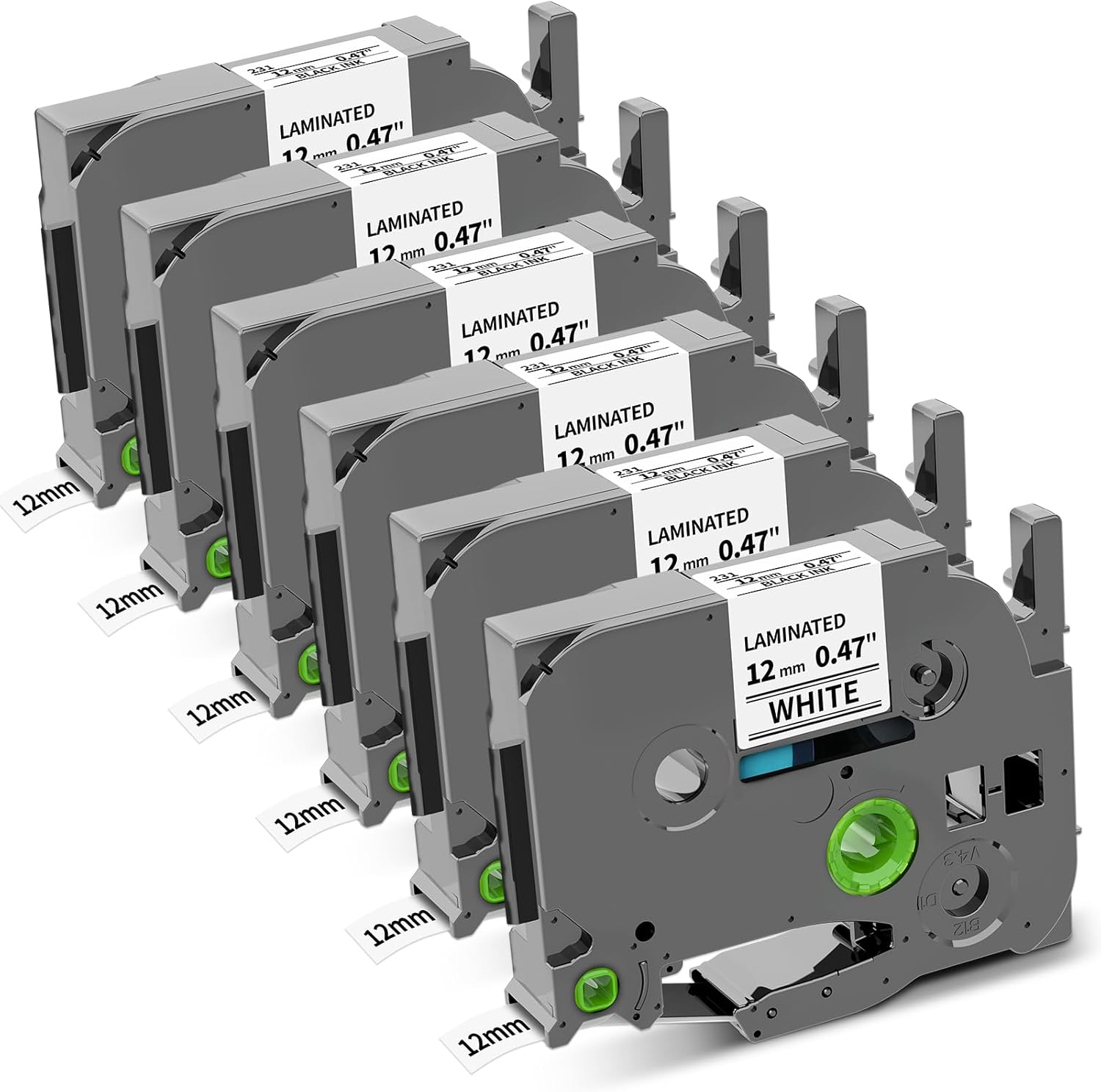 COLORWING compatible Brother label maker tape six pack front packaging view displaying product technical specifications.