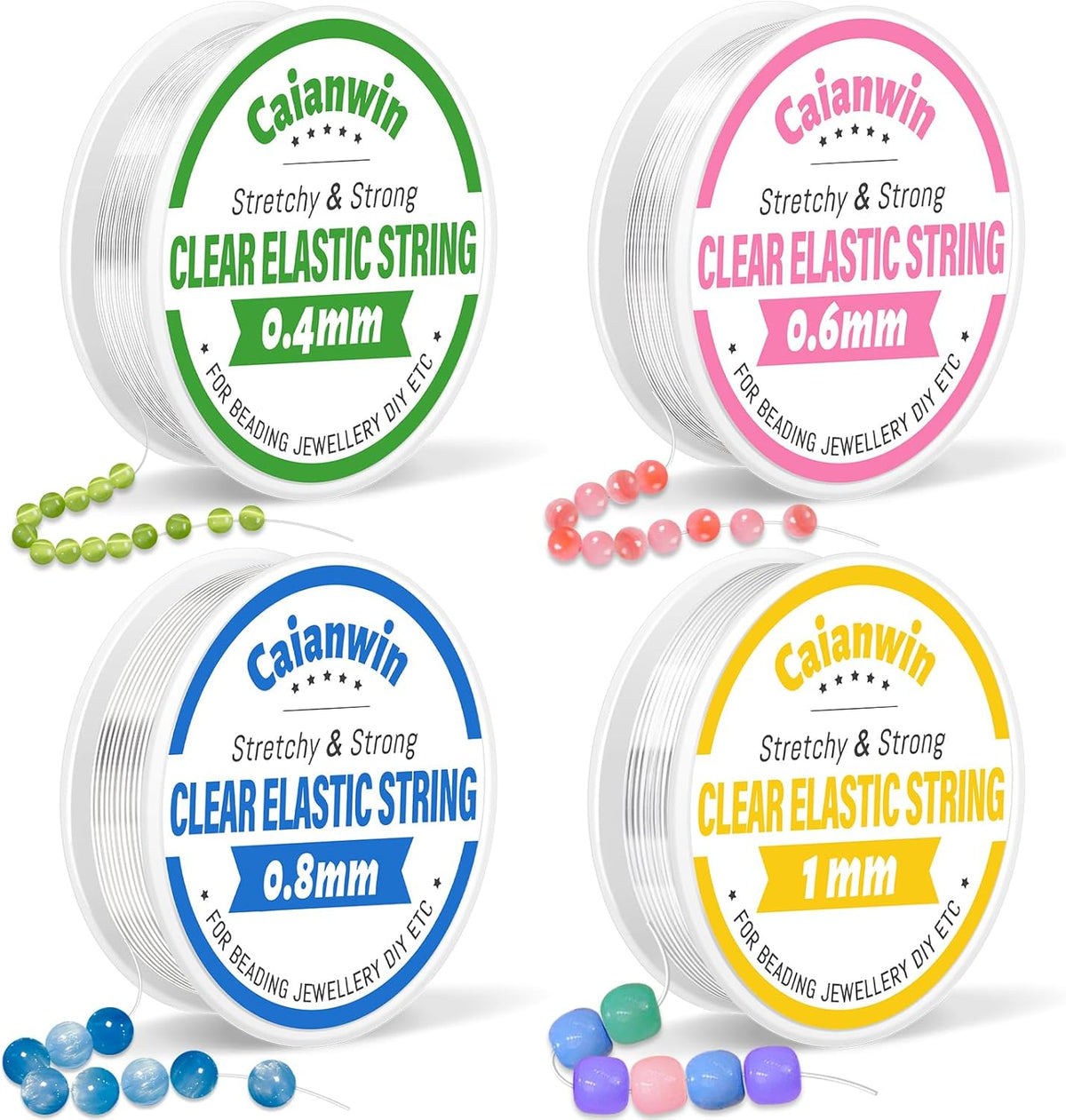 Caianwin elastic bracelet string cord set front view packaging