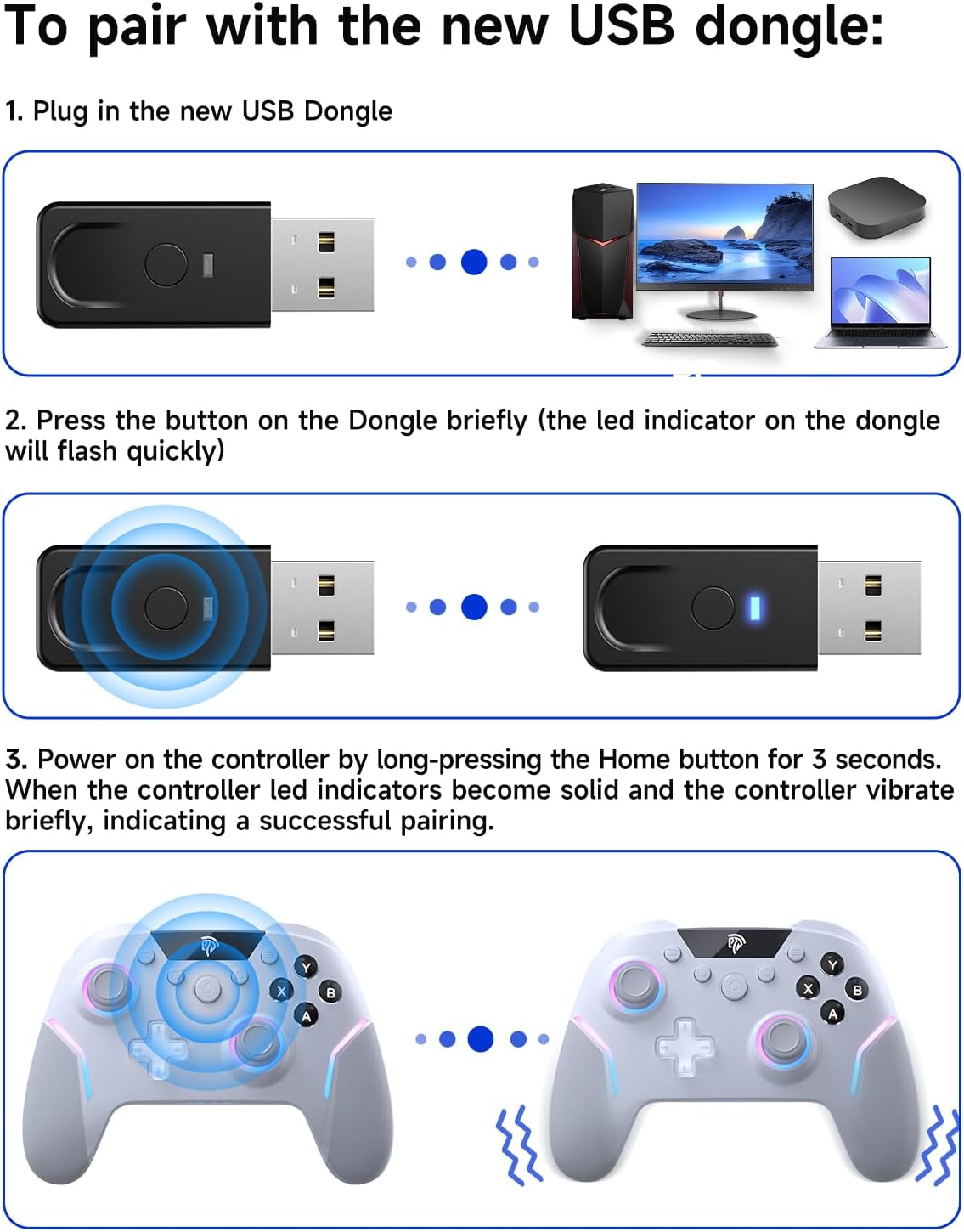 EasySMX X20 controller USB receiver close up