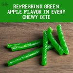 Bricktown Goods fat free green apple licorice twists open packaging showing soft texture