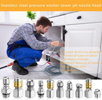 Wllead jetter nozzle tips arranged to show 1/4 inch and 3/8 inch connections