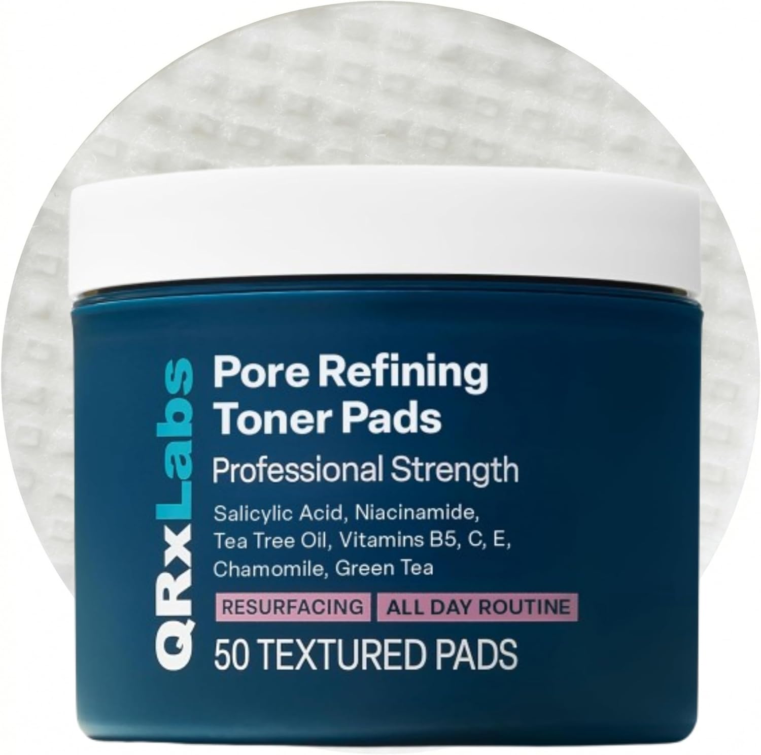 QRxLabs Pore Toner Pads with Salicylic Acid and Niacinamide - Helps Reduce the Look of Enlarged Pores, Makeup Prep - Skin Pore Resurfacing - Acne Treatment Clearing - Daily Pads - 50ct - Image 1