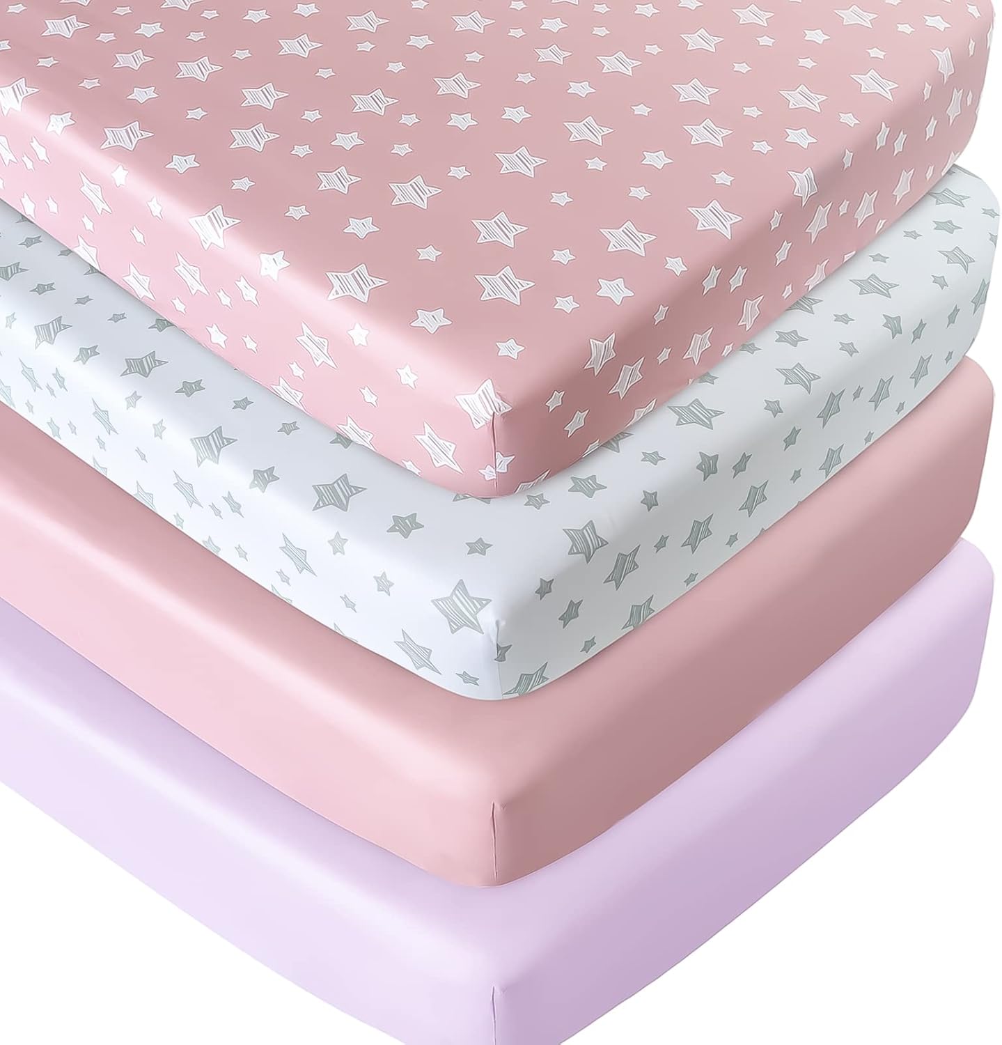 Moonsea fitted crib sheets for girls 4 pack front view