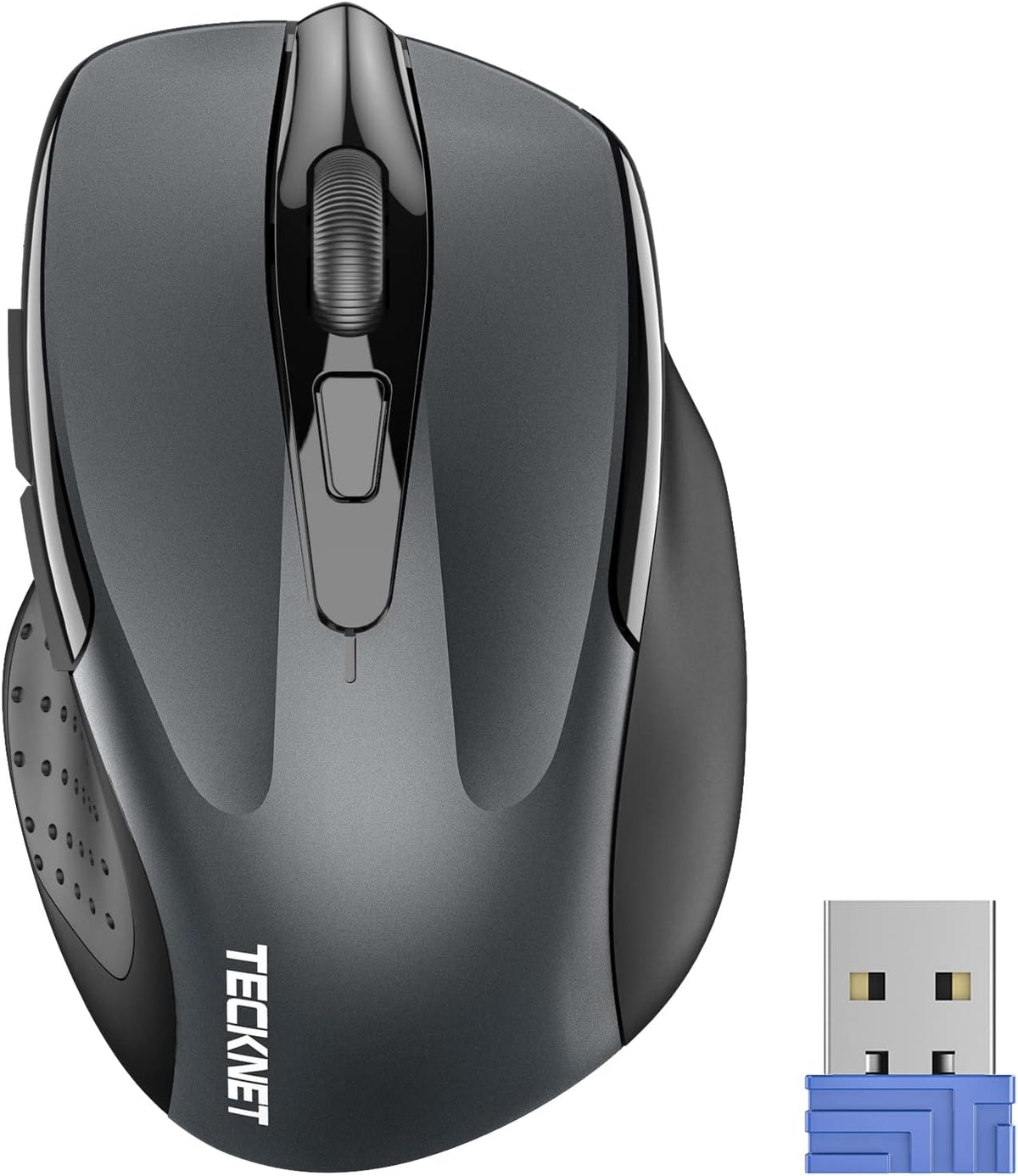 Tecknet wireless mouse front view ergonomic design