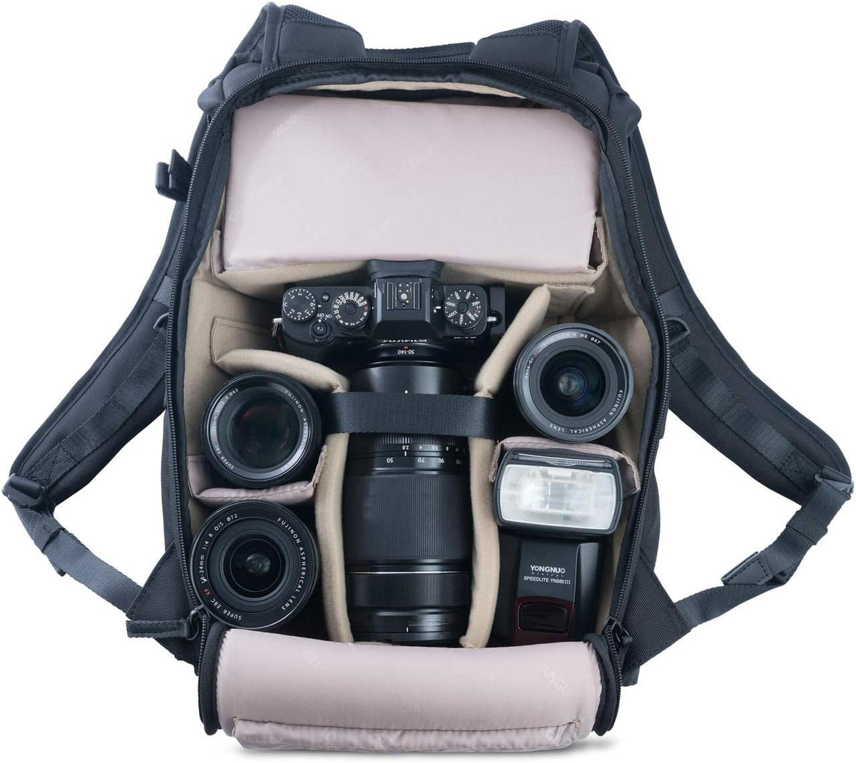 Vanguard VEO GO 42M camera bag interior layout with dividers