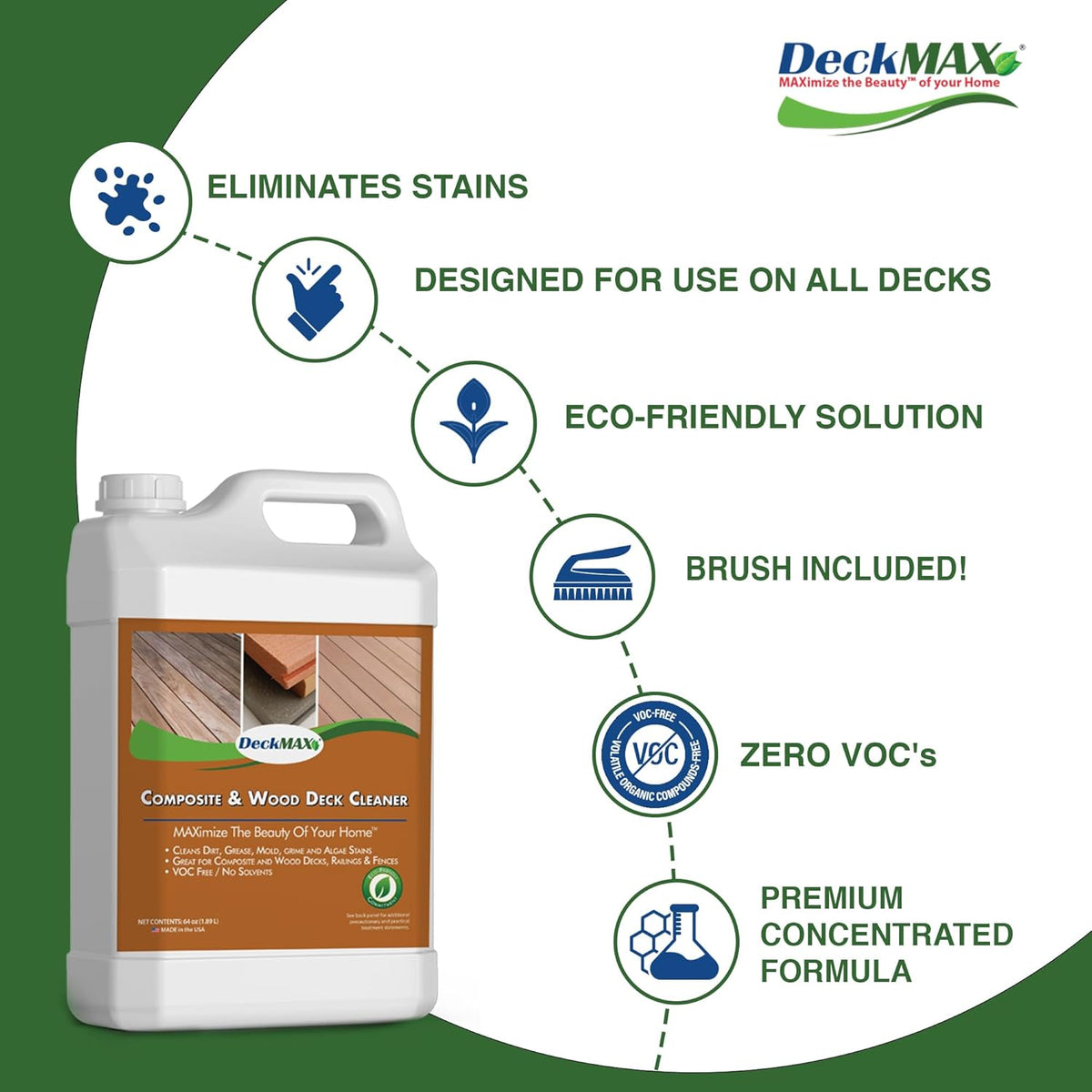 DeckMAX cleaner bottle with included brush