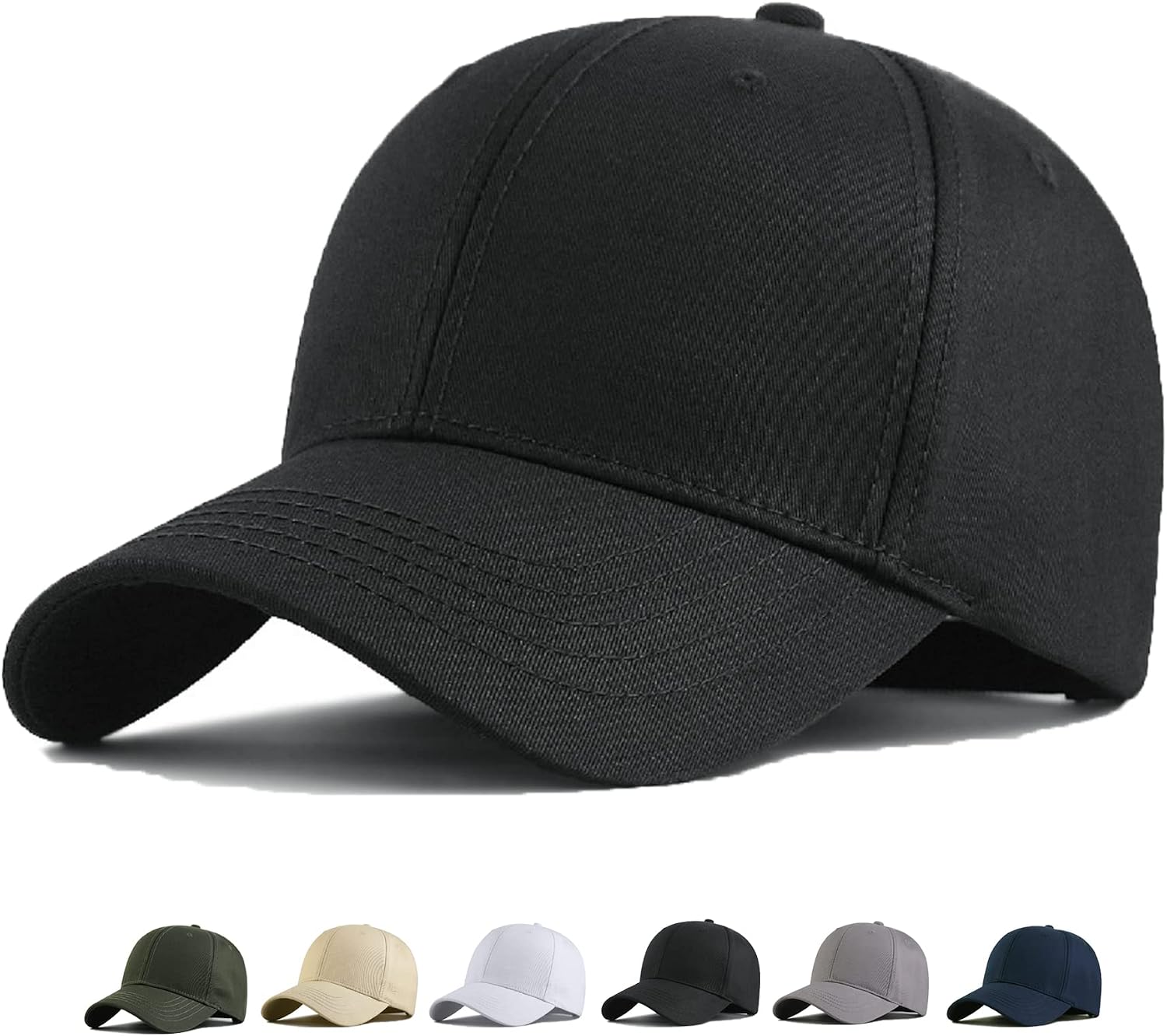 MUNULA oversize baseball cap front view showing deep crown and pre-curved visor