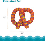 Orange pretzel cat toy angle view showing shape