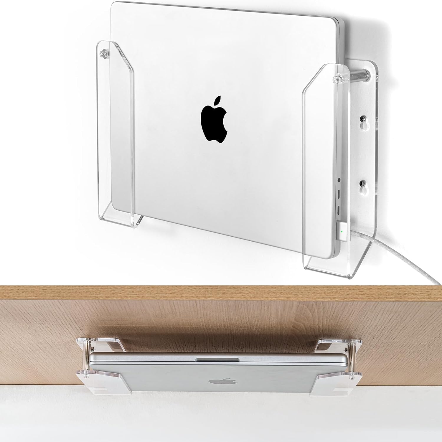 Haohaio clear acrylic laptop wall mount front view