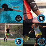 Person wearing Copper Fit compression sleeve on knee