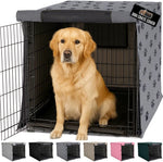 Gorilla Grip dog crate cover front view on a wire kennel