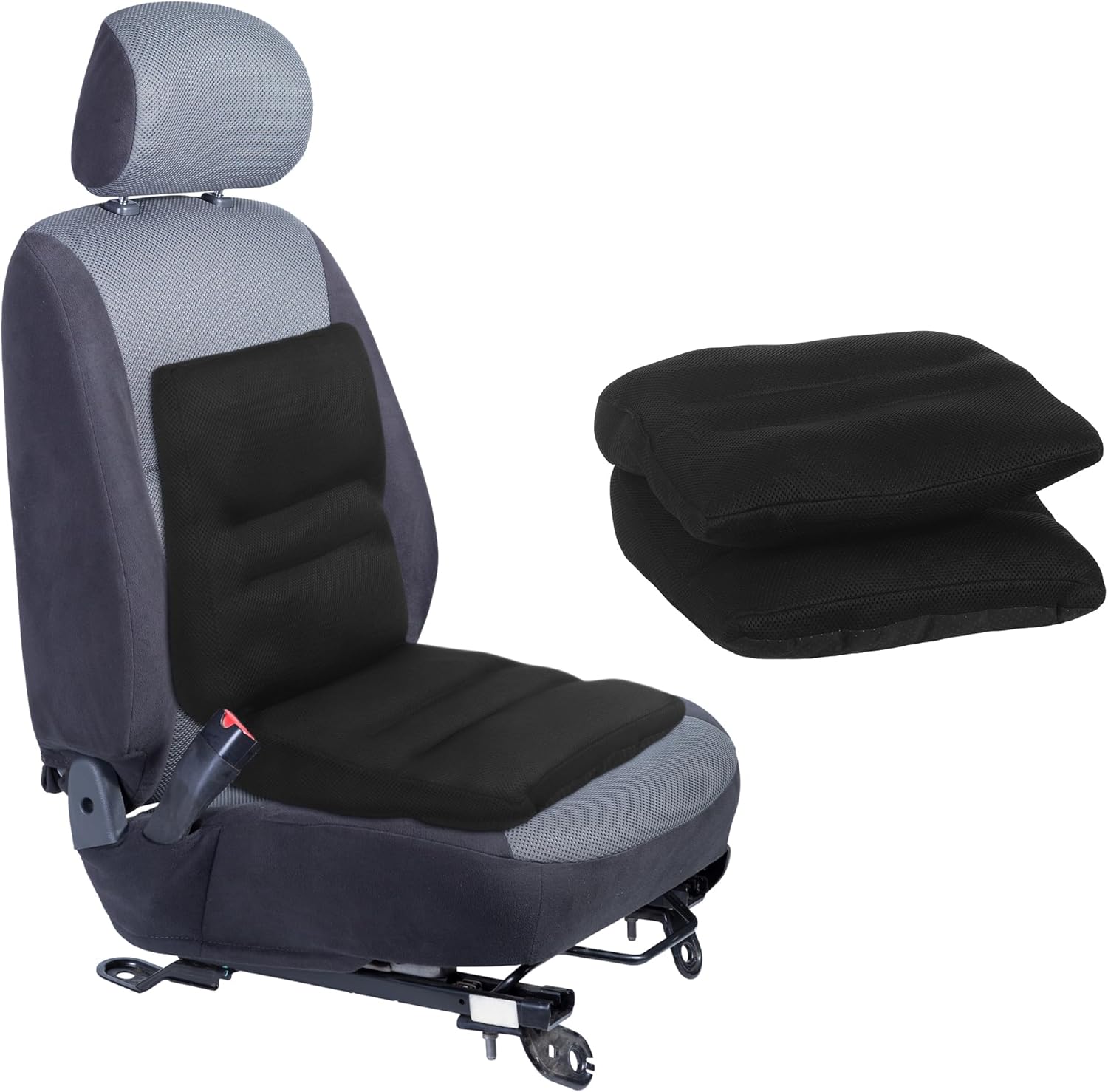 HOMBYS adjustable car seat cushion front view showing black breathable mesh cover fabric