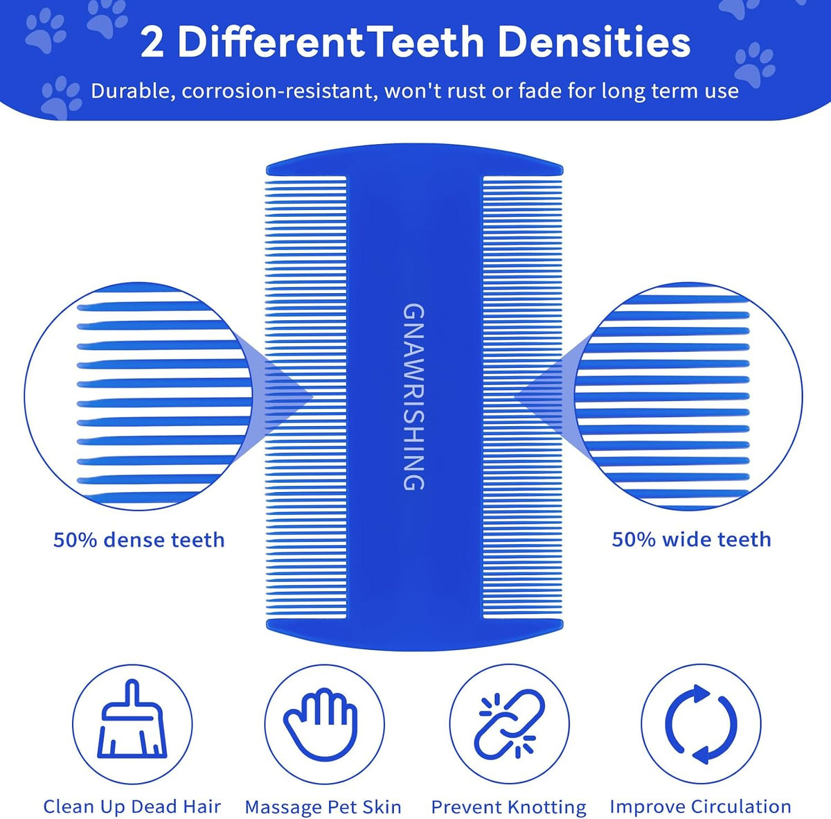 Rust proof metal teeth of pet flea comb set